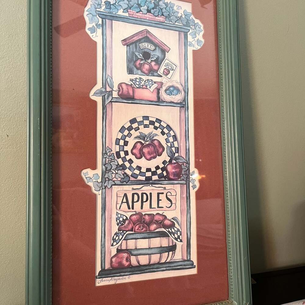 Home Interior Vintage Laurie Korsgaden APPLES & LONGABERGER BASKETS Art ❤️sj8j - Picture 2 of 4